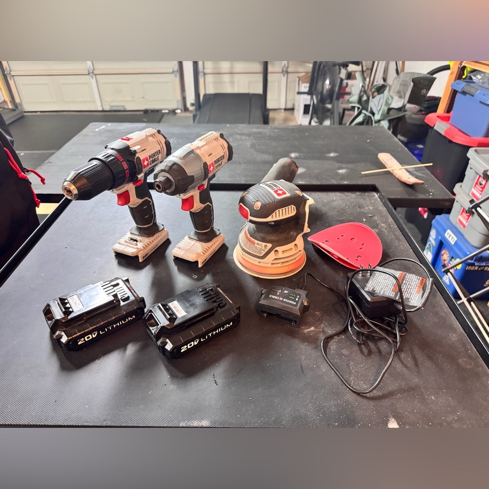 Porter Cable 20V drill, driver, and Sander set